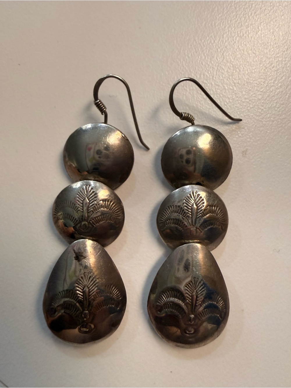 SOLD!!!!! Sterling Silver-Tone Three-Drop Dangle Earrings - Silver